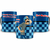 Caneca da Turma do Chaves com a figura do Seu Madruga, apresentando uma estampa azul e quadrados embaixo, com frases do personagem.