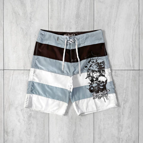 Boardshorts SPYLTD Brown Blue Embroidered Skulls Y2K Swimwear - T. 44 - comprar online