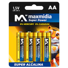 PILHA ALCALINA AA MAXMIDIA (4 UNIDADES)