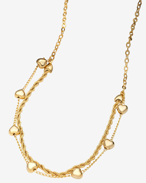 Colar Duplo Cordão Baiano com Detalhe Em Coração