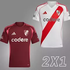 CAMISETA TITULAR RIVER + ALTERNATIVA 2025 DE REGALO - ¡OFERTA 2x1!