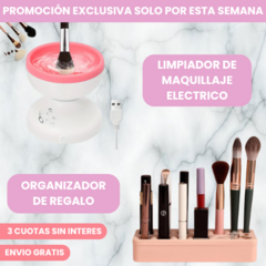 Limpiador de pinceles de maquillaje eléctrico + Organizador GRATIS