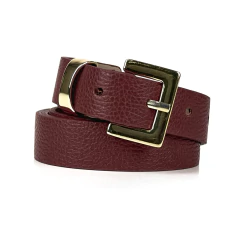 Cinto em Couro Legítimo C/ Fivela e Passante Metalizado Ouro - Giovanna - comprar online