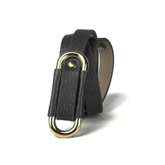 Cinto em Couro Legítimo C/ Fivela Metal Semi Encapada Oval - Denise - comprar online