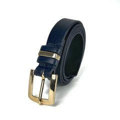 Cinto de Couro Legítimo c/Fivela Quadrada e Passante Dourado - Eva