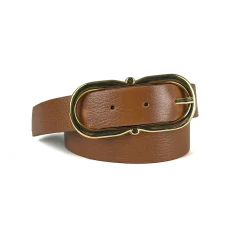 Cinto Feminino de Couro Legítimo com Fivela Ovalada Banhada a Ouro – Mayara