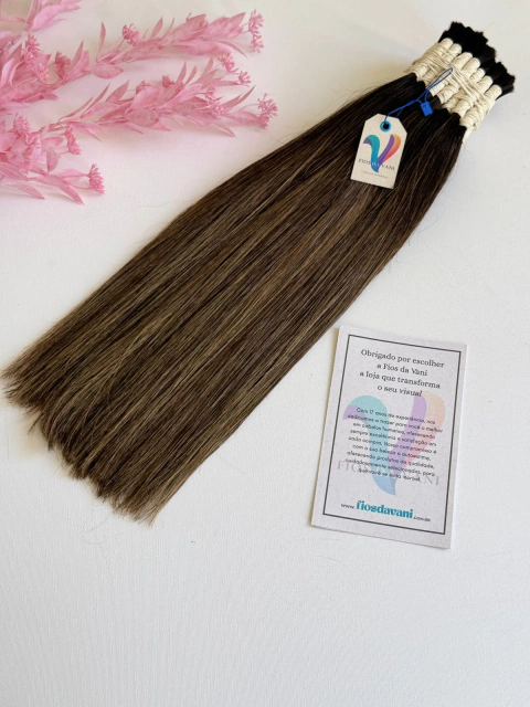 Cabelo Morena Iluminada Mesclado Selado de 45cm a 75cm . Envio imediato 100% Natural - Fios da Vani