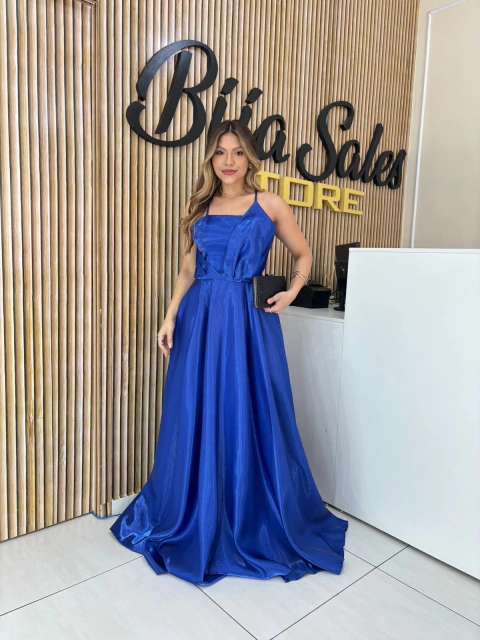 VESTIDO ZIBELINE GLOSS ALCA FINA DRAPEADO BUSTO - comprar online