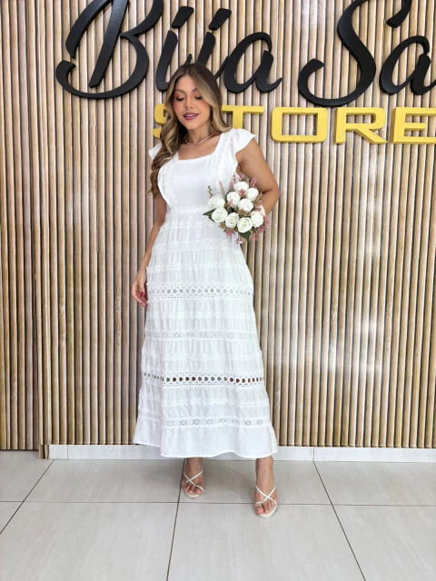 VESTIDO LONGO LEASE DE ALGODAO REGATA BABADO - comprar online