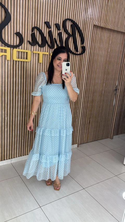 VESTIDO MIDI TULE MANGA POA - comprar online