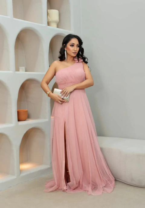 VESTIDO TULE BRILHO NULA MANGA FRUFRU OMBRO NATA - comprar online