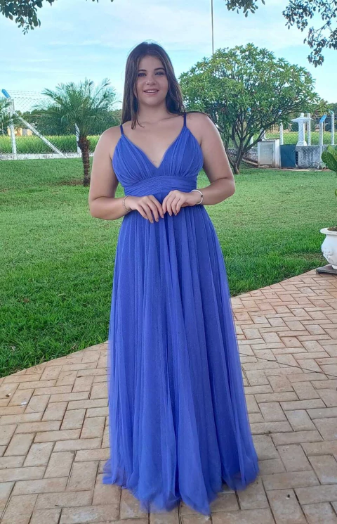 VESTIDO TULE BRILHO ALCINHA COM REGULAGEM - comprar online