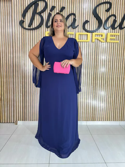 VESTIDO CHIFFON MANGA ABERTA PLISSADA - comprar online