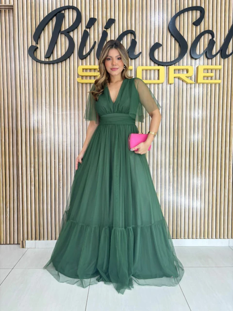 VESTIDO TULE MANGA M0DA FESTA - comprar online
