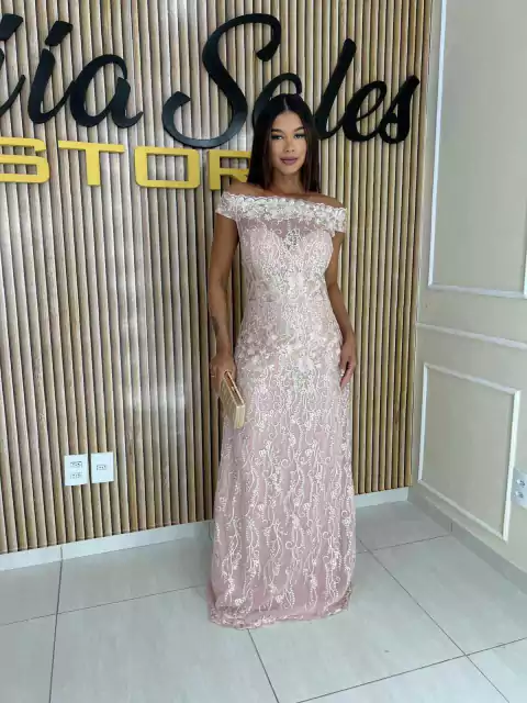 VESTIDO LONGO RENDA OMBRO A OMBRO - comprar online