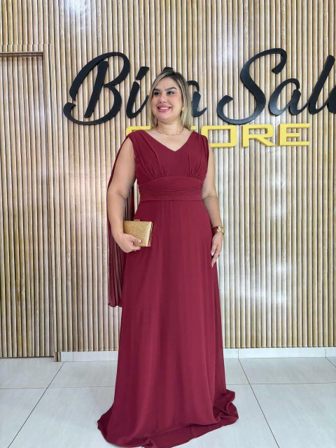 VESTIDO CHIFFON REGATA CAPA E CINTURA PLISSADA YUNI - comprar online