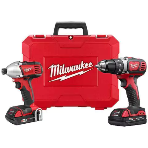 Kit Taladro + Atornillador de impacto + 2 Baterías + 1 Cargador Milwaukee M18 2691-259A (Motor con carbones)