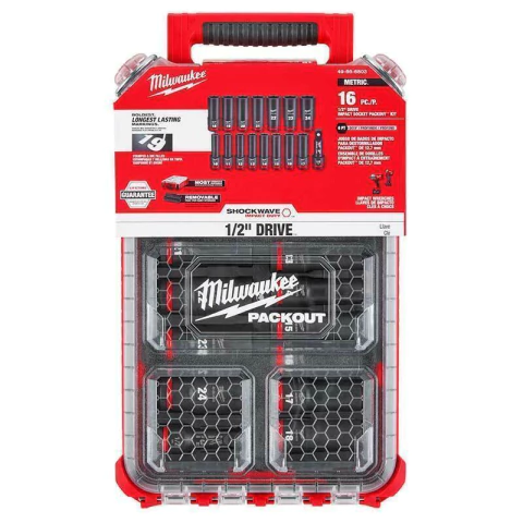 Set tubos de impacto encastre 1/2´´ 16 bocallaves en mm c/ organizador Packout Milwaukee 4966-6803 - comprar online