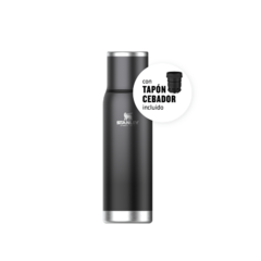 Termo Stanley Adventure To-Go de 1 litro, color negro, con tapa cebador incluida.