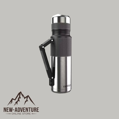 Termo Contigo de acero inoxidable de 1183 ml con tapa negra y asa.