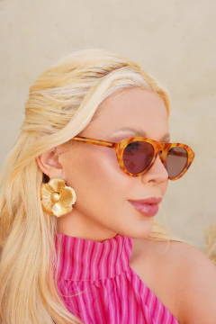 ÓCULOS FANY ANIMAL PRINT CARAMELO LENTE ROSA