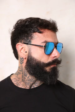 ÓCULOS AVIADOR MARCELO AZUL ESPELHADO POLARIZADO