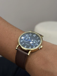 RELÓGIO PEDRO MARROM, DOURADO E PRETO
