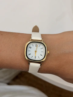 RELÓGIO MILANO BRANCO E DOURADO
