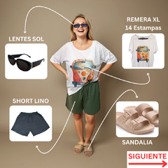 Conjunto Remerón (Remerón + Short Lino + Sandalias Birk + Lentes sol GRATIS)