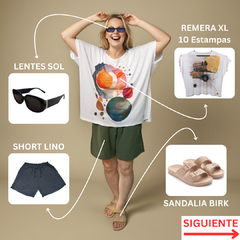 Conjunto Mariposa (Remerón Mariposa + Short Lino + Sandalias Birk + Lentes de sol GRATIS)