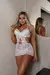 Camisola Com Bojo Estilo Sainha + Calcinha - Edilene Branca - 402 Universo