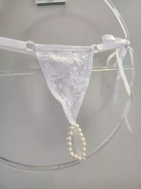 TAILANDESA CALCINHA SUPER FIO COM PÉROLAS AMARRAR BRANCA - PIMENTA SEXY- ESTOQUE IPANEMA