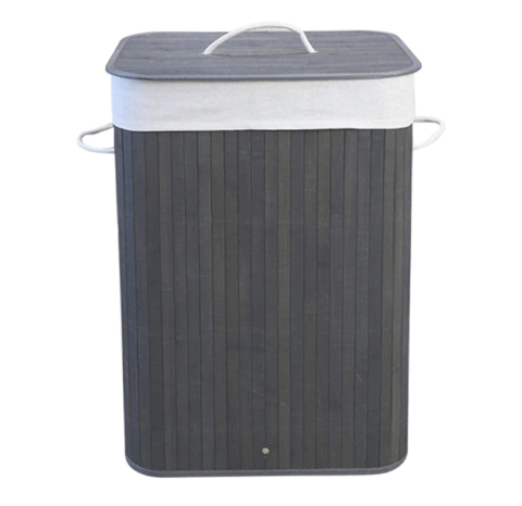 Cesto plegable de bambú rectangular color gris 30 x 40 x 60 Alt