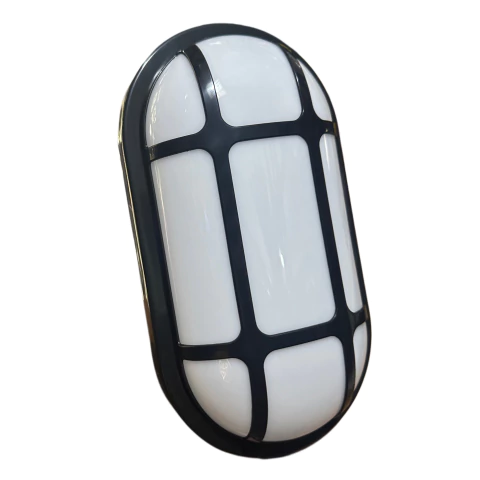 Plafón Led De Superficie Blanco Frío Exterior con Reja Negra 20W Oval - comprar online