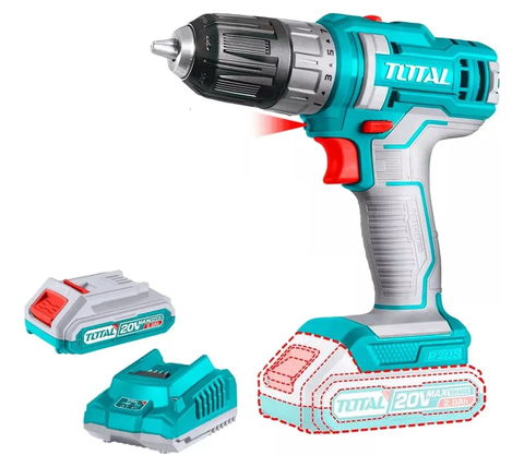 Taladro Atornillador Inalámbrico Total 20V Incluye Batería y Cargador industrial