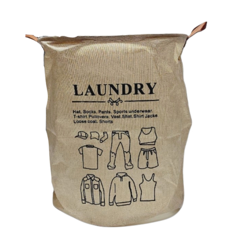 Cesto Para Ropa Redondo Tela Rebatible Beige