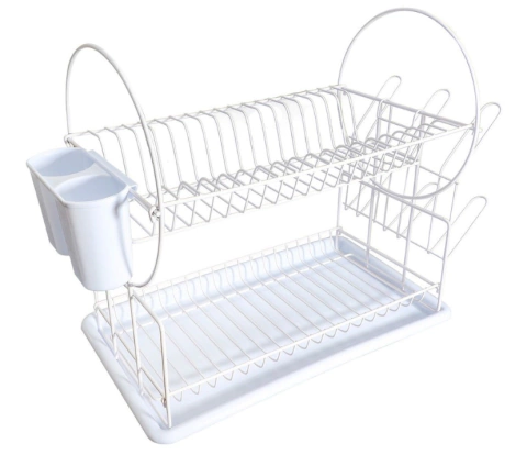 Secaplatos Escurridor 2 Niveles Metal Recubierto Color Blanco