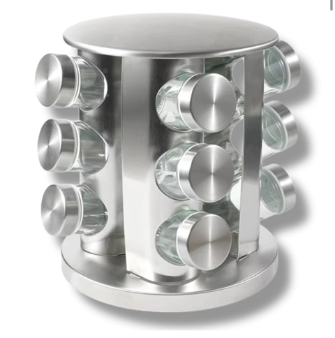 Especiero Condimentero Giratorio Acero Inoxidable Especias 12 Frasco