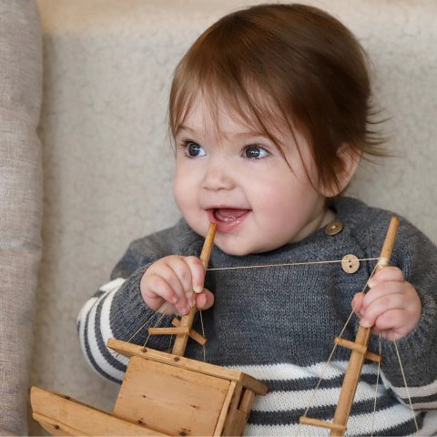 Sweater Baby Nautico - Gris/Crudo