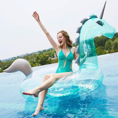 Inflable unicornio para pileta grande transparente 1.2m x 0.6m - armatucompra