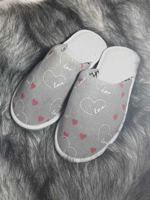 PANTUFLAS T. CORAZON GRIS - comprar online