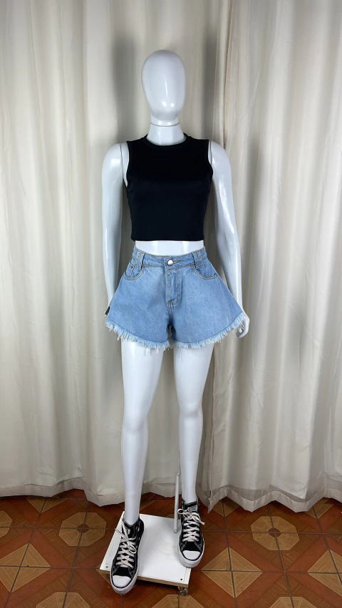 Short godê jeans claro TAM 38