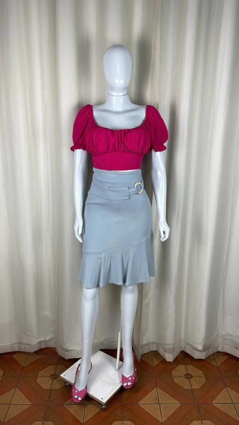 Saia peplum azul claro TAM U - veste até 42 - comprar online