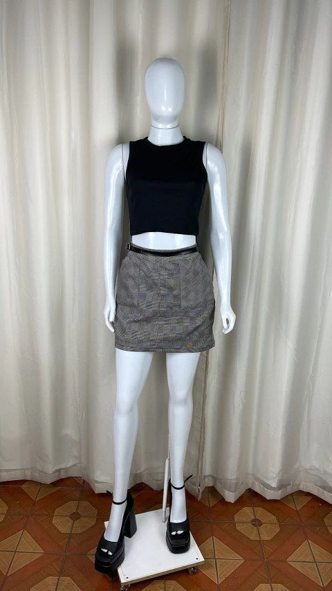 Saia xadrez cinza TAM 40