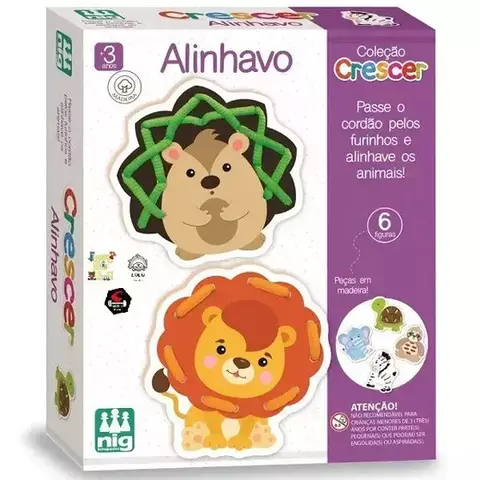 Alinhavo 6 Animais em Madeira -Nig - comprar online