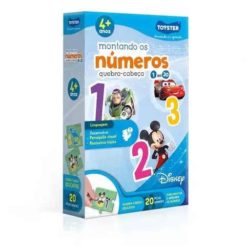 Quebra-Cabeça Disney Montando os Números 20 Peças - Toyster - comprar online
