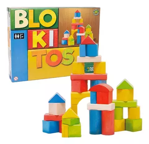 Blokitos 26 Peças Brinquedo Educativo de Madeira Para Montar - comprar online
