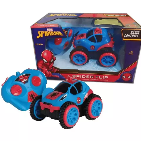 Carro Controle Remoto 3 Funções Spiderman Flip 5851 -Candide
