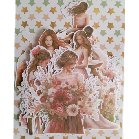 Pack Adesivos Garotas e Livros Floral