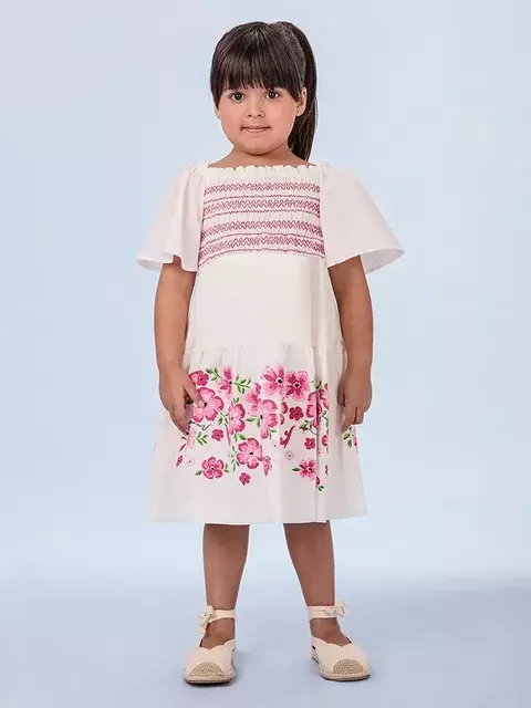 VESTIDO DE TRICOLINE COM BORDADO ANIME